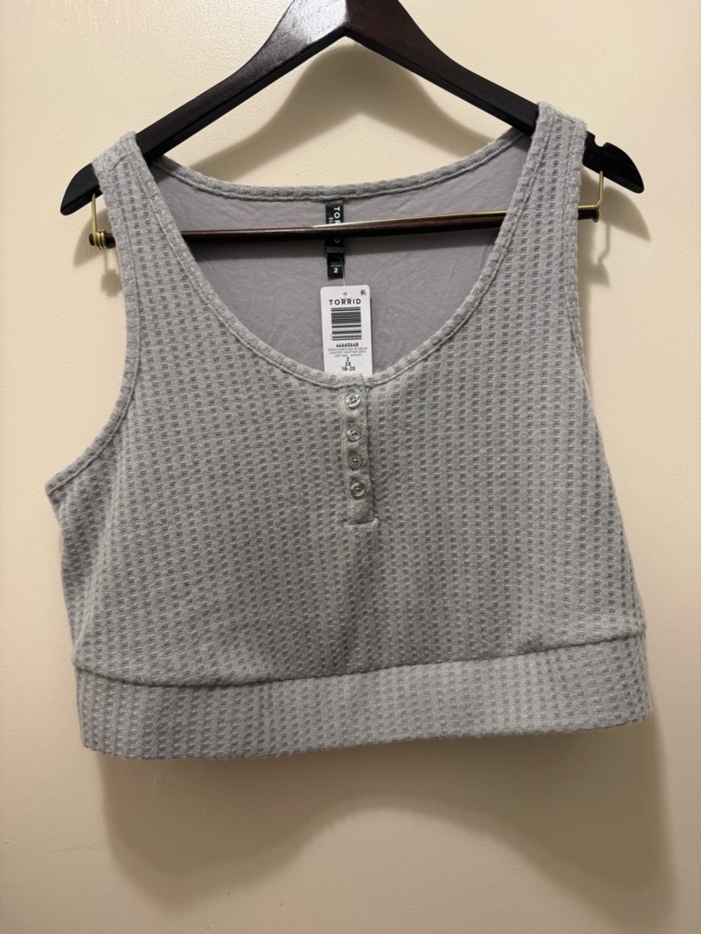 Torrid Light Gray Waffle Knit Cropped Tank